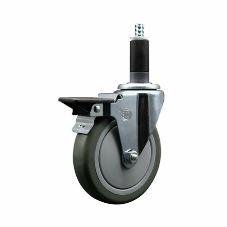 SERVICE CASTER 5'' Gray Poly Swivel 1-1/8'' Expanding Stem Caster with Brake SCC-EX20S514-PPUB-PLB-118